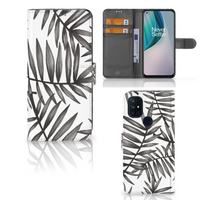 OnePlus Nord N10 Hoesje Leaves Grey - thumbnail