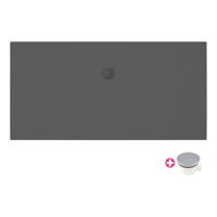 Douchevloer Xenz Flat Plus | 200x100 cm | Incl.Afvoersifon-Chroom | Acryl | Rechthoekig | Zwart mat - thumbnail