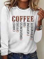 Womens Christ Coffee Lover Casual Crew Neck Top - thumbnail