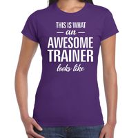 Awesome trainer cadeau t-shirt paars dames - thumbnail