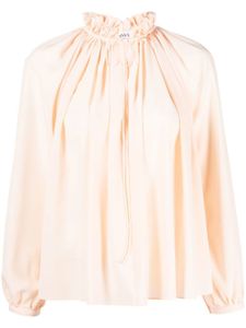 Lanvin blouse en soie à col plissé - Orange