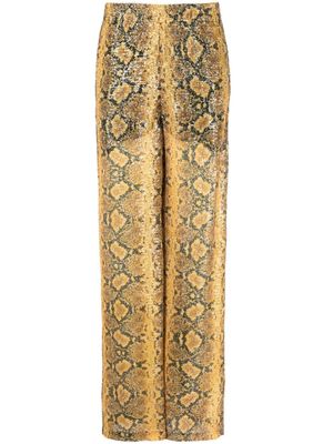 GCDS pantalon brodé de sequins à effet peau de serpent - Jaune
