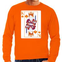Koningsdag sweater voor heren - kaarten koning - oranje - feestkleding - thumbnail