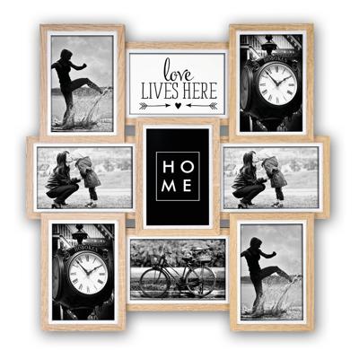 ZEP Multi fotolijst - Multi - houten frame - naturel/wit - 9 lijstjes - 46 x 46 x 3 cm