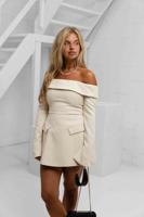 Unique The Label Emily Jurk Dames Beige - Maat S - Kleur: Beige | Soccerfanshop