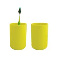 Badkamer drinkbeker/tandenborstelhouder Porto - 2x - PS kunststof - appelgroen - 7 x 10 cm