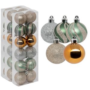 Kerstballen - 36x stuks - champagne/oker/lichtgroen - 4 cm - kunststof