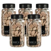 Mica Decorations decoratie stenen - 5x - 650ml - groot - roestbruin mix - hobby steentjes