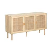 sweeek - Dressoir met 3 deuren, rotan en houteffect