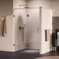 Brauer Void - Nisdeur - 2-Delig - Helder Glas - 140 x 200 cm - Omkeerbaar - met Draaideur 70 cm - Aan Glas - incl. Glascoating - PVD Koper