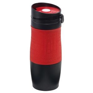 Thermosbeker/warmhoudbeker rood/zwart 380 ml