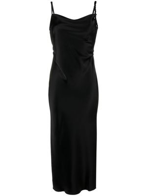 Nanushka robe en satin Fiore à coupe mi-longue - Noir