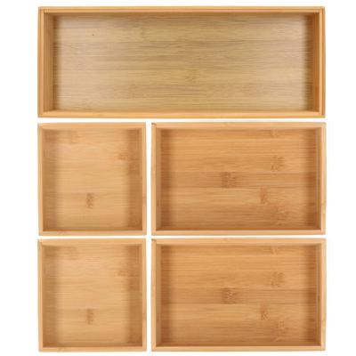 Lade bakjes organiseer set - 5x delig - bamboe hout - opbergsysteem - 38 x 48 cm Lade bakjes organiseer set - 5x delig - bamboe hout - opbergsysteem - 38 x 48 cm