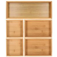 Lade bakjes organiseer set - 5x delig - bamboe hout - opbergsysteem - 38 x 48 cm