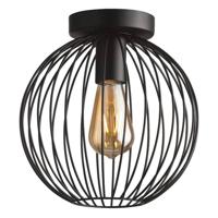 Leen Bakker - Plafondlamp Xavier - 25,5xØ25 Cm - Metaal - Zwart - H25.5 Cm