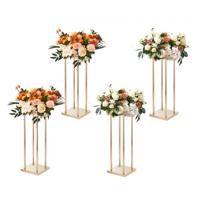 VEVOR set van 4 vierkante bloemenkrukjes 20 x 20 x 60 cm bloemenstandaard ijzeren bijzettafel moderne bloemenzuil goud galvaniseren plantenkruk plantenstandaard metalen standaard voor de decoratie van bars hotels café's