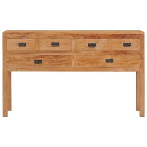 The Living Store Dressoir Retro - Massief Teakhout - 125 x 30 x 75 cm - 6 lades