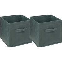 Opbergmand/kastmandje - 2x stuks - Olijfgroen - 31 x 31 x 31 cm - 29 liter - Vakkenkast manden - Sto