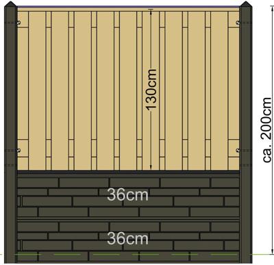 Berton paal Schie wit/grijs tussenmodel met kabeldoorvoer 280 cm Tuindeco - Tuindeco