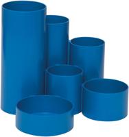 MAULtubo pennenbak, 6 vaks, Ø 15 x 12,5 cm, voor 85% uit gerecycleerd PS, blauw
