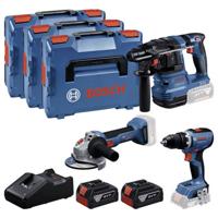 Bosch Professional GSR + GBH + GWS + 2x GBA 5.0 Ah + GAL 18V-40 0615A5009G Gereedschapsset