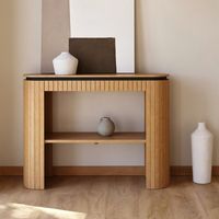 Kave Home Sidetable Licia Mangohout, 120cm - Naturel - Ovaal - thumbnail