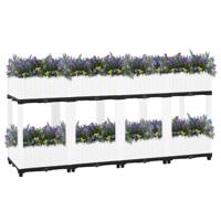 The Living Store Verhoogde Tuinbak - Wit - 160 x 40 x 71 cm - Trendy rattan-look - thumbnail