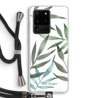 Tropical watercolor leaves: Samsung Galaxy S20 Ultra Transparant Hoesje met koord