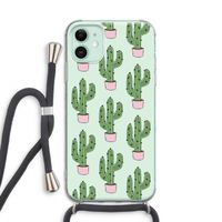Cactus Lover: iPhone 11 Transparant Hoesje met koord