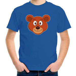 Cartoon beer t-shirt blauw voor jongens en meisjes - Cartoon dieren t-shirts kinderen