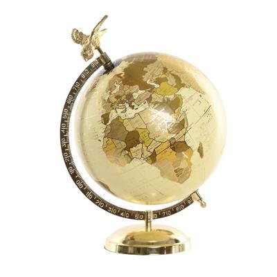 Atmosphera Decoratie wereldbol / globe - goud - met vogel - 20 x 34 cm - topografie