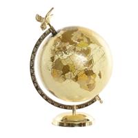 Atmosphera Decoratie wereldbol / globe - goud - met vogel - 20 x 34 cm - topografie