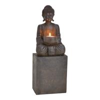 Kaarsenhouder Buddha van poly zwart (B/H/D) 12x35x9cm