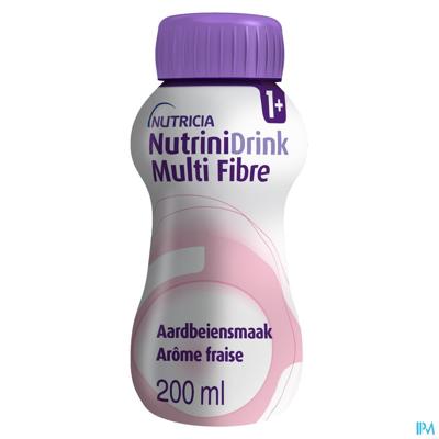NutriniDrink Multi Fibre Aardbeiensmaak Flesje 200ml