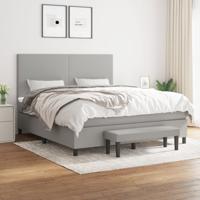 Boxspring met matras stof lichtgrijs 180x200 cm