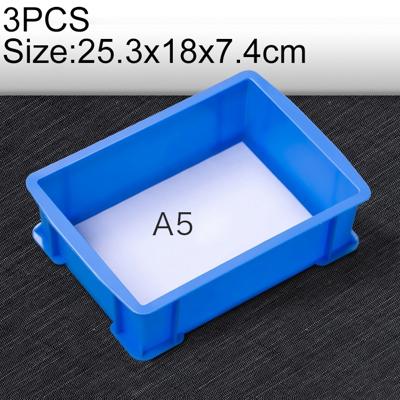 3 PC's dikke multi materiële functievak gloednieuwe plat kunststofonderdelen vak gereedschapskist grootte: 253 X 180 mm X 74mm(Blue)