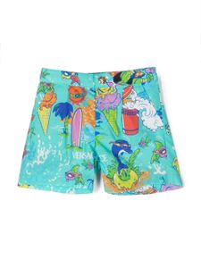 Versace Kids short imprimé à logo - Vert