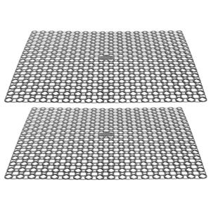 Gootsteenmat/Spoelbakmat - 2x - grijs - kunststof - 35 x 35 cm - anti-slip/afdruipmat