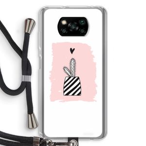 Zwart-wit cactus: Xiaomi Poco X3 NFC Transparant Hoesje met koord