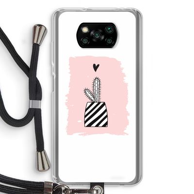 Zwart-wit cactus: Xiaomi Poco X3 NFC Transparant Hoesje met koord