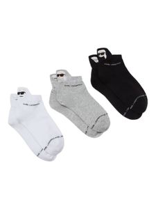 Karl Lagerfeld lot de trois paires de chaussettes Ikonik en maille intarsia - Noir