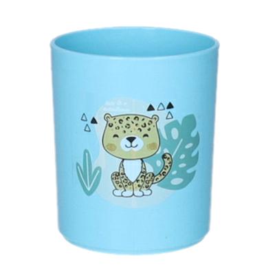 Plasticforte Drinkbekers - kunststof - 350 ml - blauw - luipaard - kinderen - camping