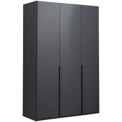 Leen Bakker - Kledingkast Milaan 3-deurs- Grafiet - 208x135x58 Cm - Spaanplaat - Grijs#Zwart