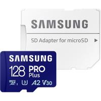 Samsung pro plus 128 gb microsdxc (2023) geheugenkaart (blauw, uhs-i u3, class 10, v30, a2)
