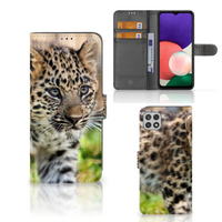 Samsung Galaxy A22 5G Telefoonhoesje met Pasjes Baby Luipaard - thumbnail