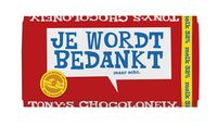 Tony's Chocolonely - Je Wordt Bedankt Reep 180 Gram 15 Stuks