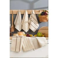 Set van 6 badhanddoeken - 30 x 50 cm - Beige