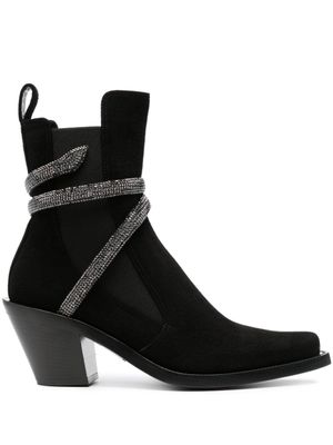 René Caovilla bottines à ornements en cristal 80 mm - Noir