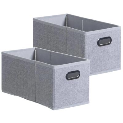 Opbergmand/kastmand - Set van 4x stuks - grijs - linnen - 7 liter - 31 x 15 x 15 cm - Opbergbox - Va