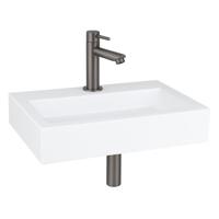 QeramiQ Fuente fonteinset - 38x24cm - 1 kraangat - keramiek - fonteinkraan gunmetal - glans wit SW696237/SW696207/SW696217/SW21912